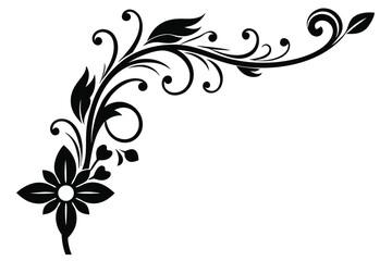 Elegant black floral corner ornament silhouettes, perfect for creative and decorative vector designs.