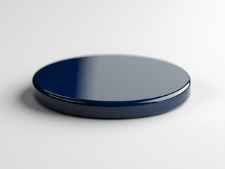 Sleek navy blue circular platform, perfect for showcasing products or as a minimalist design element.