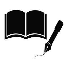 Silhouette book icon vector art illustration.