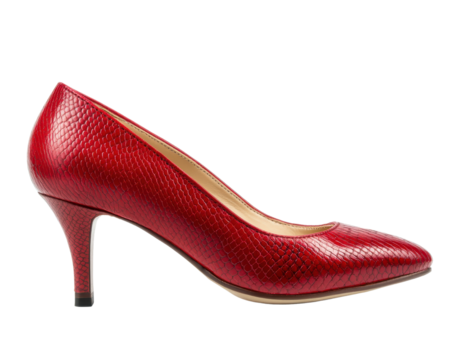 Red Heels: A striking pair of red high heels, exuding elegance and style, perfect for a sophisticated and fashionable look , isolated on transparent or white background, png. 