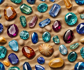 Colourful glossy stones vibrant and shiny gemstone designs