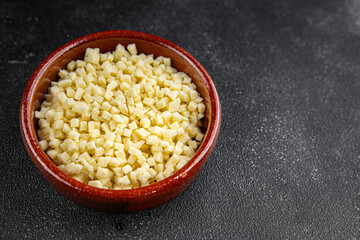 grated cheese mozzarella for pizza cheese fine fresh tasty food dish gourmet food background on the table rustic food top view copy space
