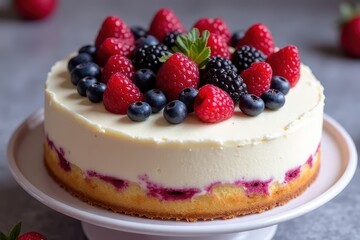 Delectable Sponge Cake with Fresh Berries