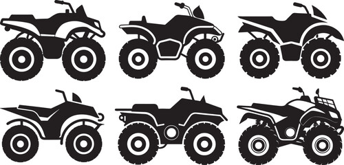 Set of ATV silhouette, black and white silhouette, vector and illustration © 69creativedesigner