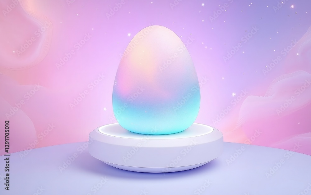 Poster pastel gradient egg on a modern base with soft background