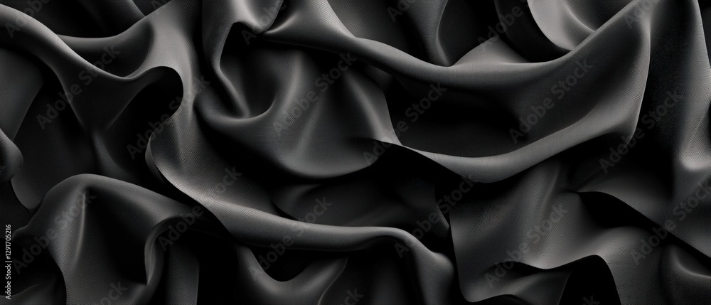 Aufkleber black background with numerous wavy folds creating a dramatic and artistic effect in soft light