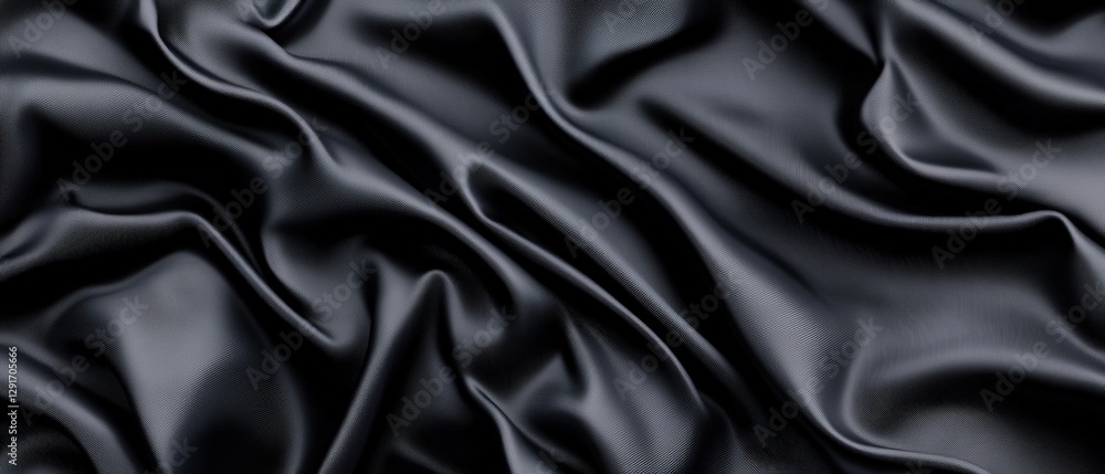 Poster exquisite black silk fabric with a soft and smooth texture draped elegantly to create a luxurious at