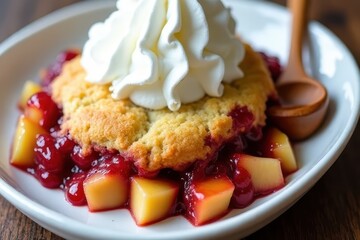 Fresh Fruit Cobbler with Whipped Cream