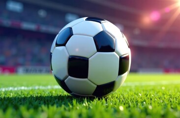 Fototapeta premium football object design. realistic rendering. abstract futuristic background. 3d illustration. motion geometry concept. sport competition graphic. tournament game bet content. soccer ball element