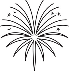 fireworks line art, black outline, vector and illustration, line art and outline