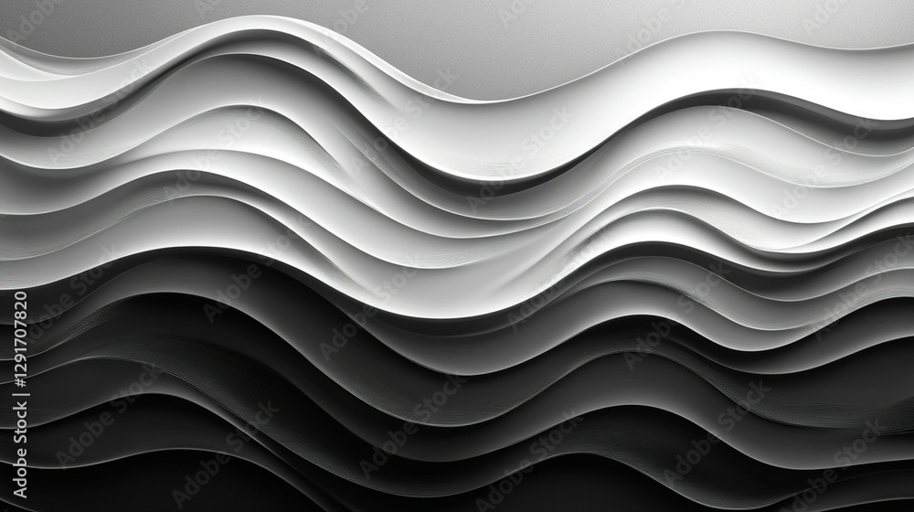 Aufkleber abstract grayscale wavy background with layered flowing lines.