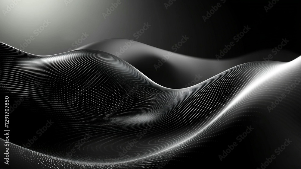 Poster abstract grayscale wavy surface with subtle texture.