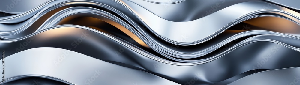 Poster a captivating metallic wave pattern displaying intricate design elements with a shimmering and refle
