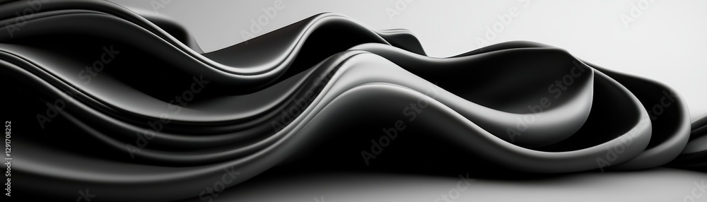 Poster a black and white wave design creating a striking contrast and unique visual appeal with fluid motio