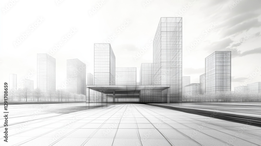Poster innovative interplay of lines and forms in contemporary architecture.