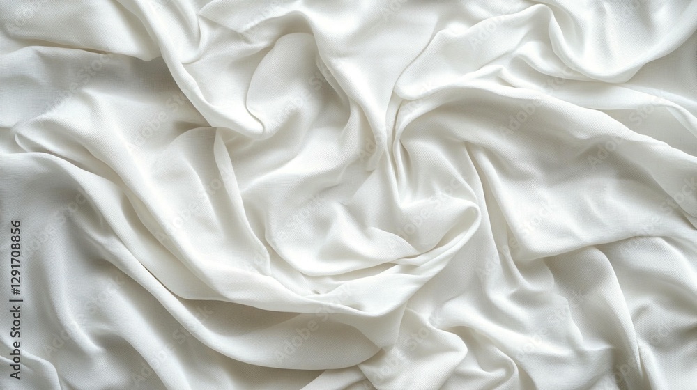 Poster abstract image of white fabric with soft folds and wrinkles, creating a luxurious and elegant textur