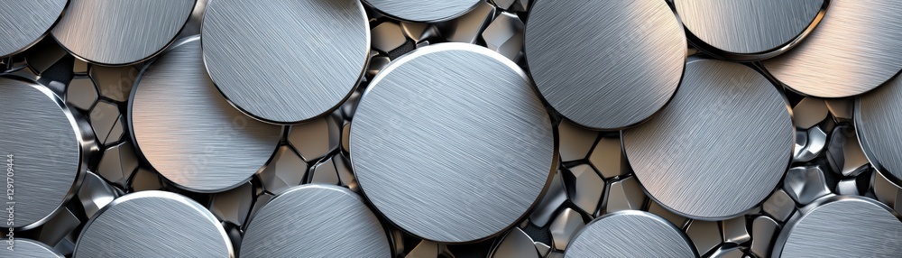 Poster an impressive collection of various metal plates arranged neatly to showcase their unique shapes and