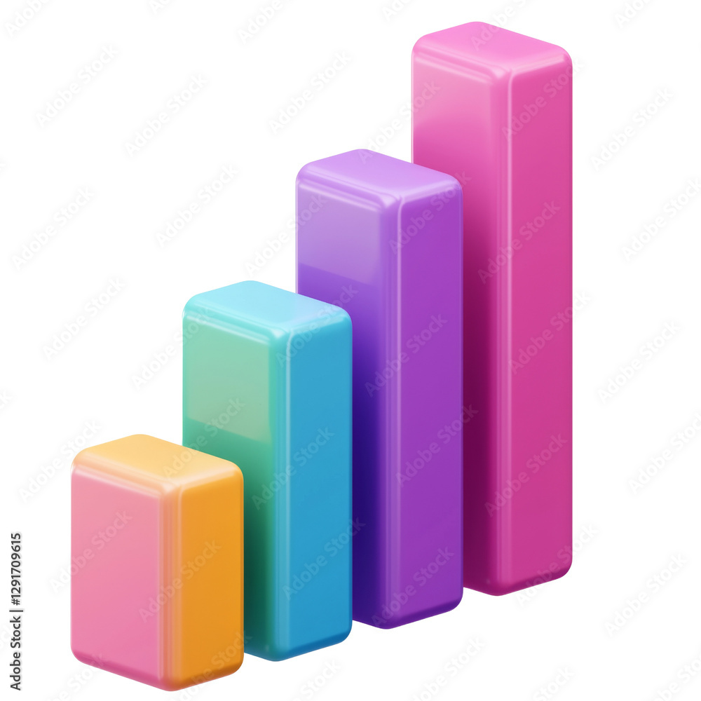 Poster colorful bar graph representing data growth with vibrant blocks