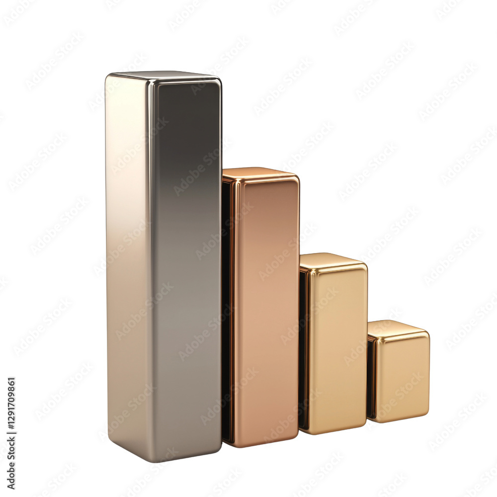 Poster stylish metallic bar graph representing growth and progress in business