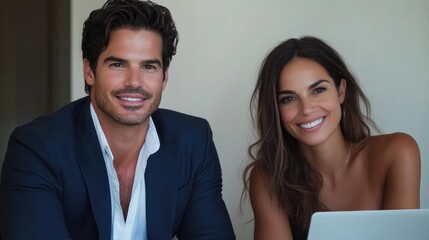 Attractive Couple Portrait, Business Partners, Smiling, Confident