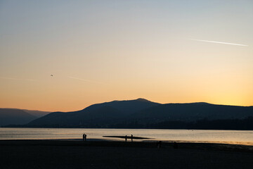 sunset over the lake