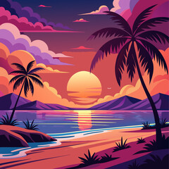 Colorful Sunset over Ocean Horizon