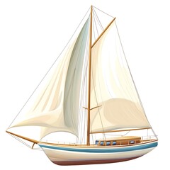 Obraz premium illustration of a sailboat with sails and a sail on a white background