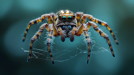 Fototapeta premium Delicate spider web suspended in a minimalist monochrome composition showcasing the intricate ethereal beauty of nature s elegant engineering The fine gossamer like threads create a captivating