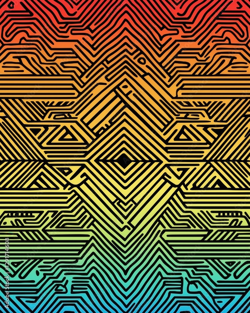 Poster abstract geometric pattern with vibrant gradient colors