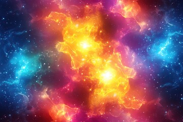 Fototapeta premium 宇宙の広がりを彩るオレンジと青の神秘的な混沌