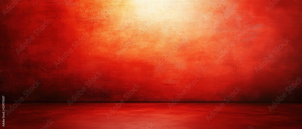 Poster illuminated red wall with soft light casting gentle shadows creating a warm and inviting ambiance in