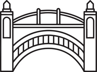 bridge line art, black outline, vector and illustration, line art and outline