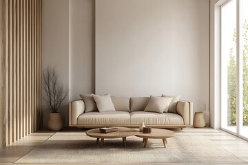 Fototapeta premium Beautiful Modern Living room Interior with furniture's ,mockup frame , posters, wall -3d Rendering