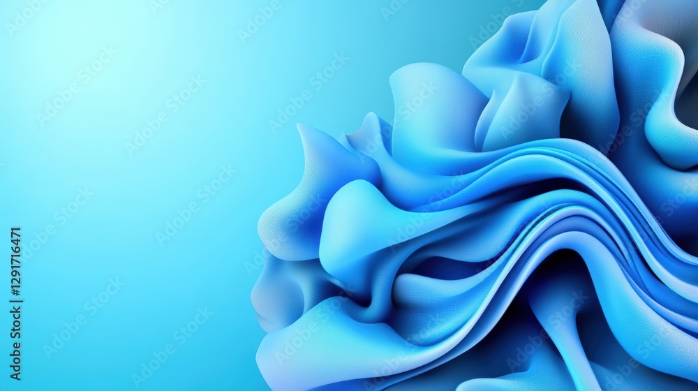 Poster wavy pattern on blue background creating a fluid and serene atmosphere ideal for creative projects a