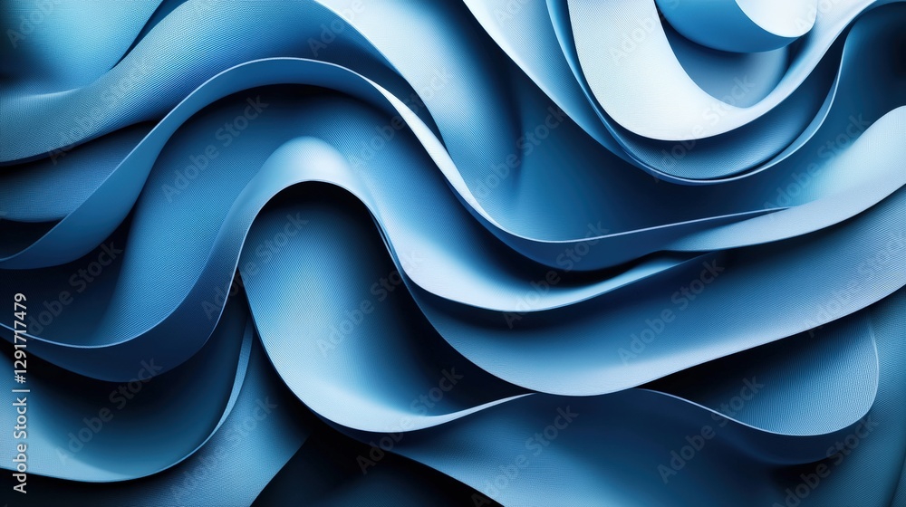 Poster smooth blue wave pattern creating a calming and fluid design element ideal for backgrounds and artis