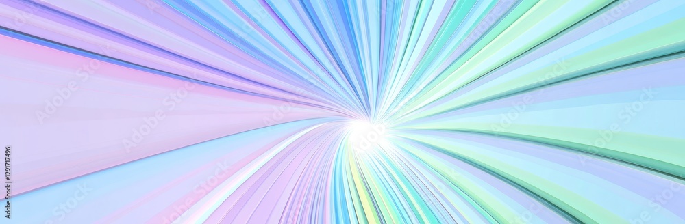 Poster vibrant swirling patterns create a dynamic tunnel effect of pastel colors and light with a central b