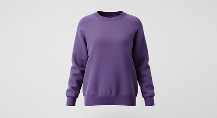 Purple sweatshirt white backdrop detailed studio lighting mockup elegant style knit texture soft