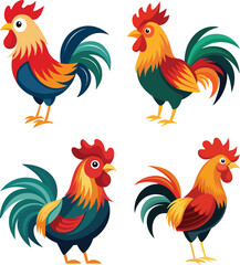 set of rooster vector, vector and illustration, vector style