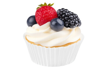 Delicious cupcake topped with fresh berries, cut out