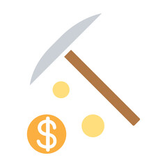 Cryptocurrency mining icon in flat color style