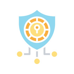 Blockchain icon in flat color style