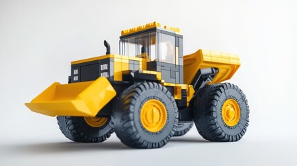 Yellow dump truck, construction site, 3D render, industrial background, for engineering projects