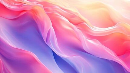 Obraz premium Abstract pastel pink, purple, and orange flowing waves.