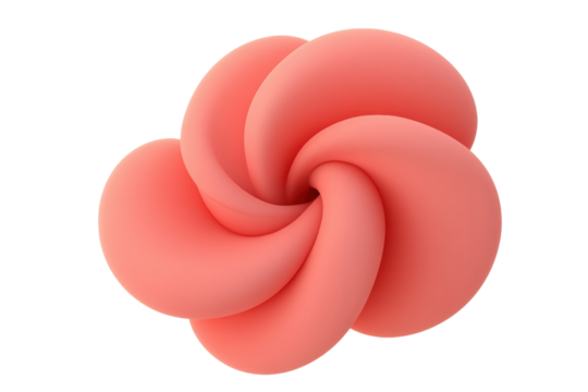 Swirling shapes in dark red and pink hues, cut out