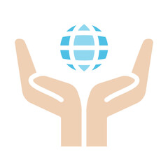 Save the world icon in flat color style