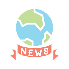 International news icon in flat color style