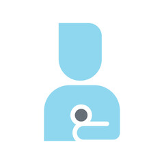 Male reporter icon in flat color style