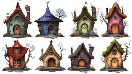 Obraz premium Colorful whimsical cottages in a charming village unique designs and playful architecture