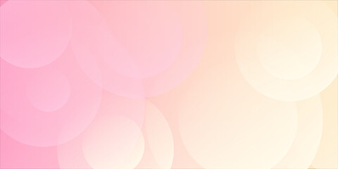 Minimalist banner background, pastel colorful, pink and yellow gradations. Circle effect style geometric, abstract background. Eps 10.