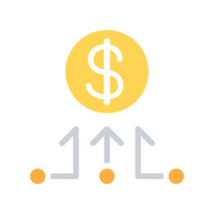 Cryptocurrency icon in flat color style